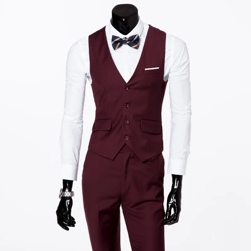 Traje de tres piezas ajustado para boda, traje formal para padrinos de boda, atuendo profesional para hombre, estilo coreano, fibra de poliéster, temporada de invierno