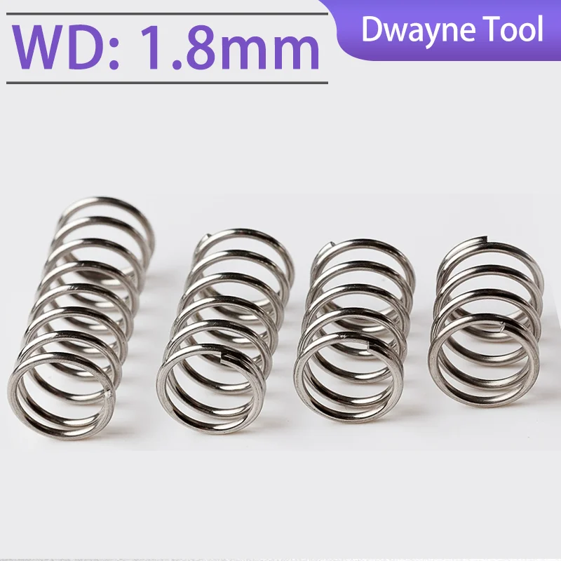 

304 Stainless Steel Compression Spring, WD: 1.8mm，OD: 10-25mm，L: 15-100mm, Industrial, Toys, Vending Machine ，DIY，Springs,10Pcs