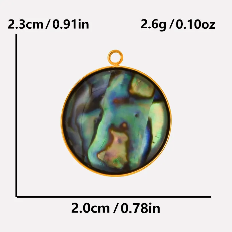 3pcs Abalone Shell Charm Round Rectangle Pendants