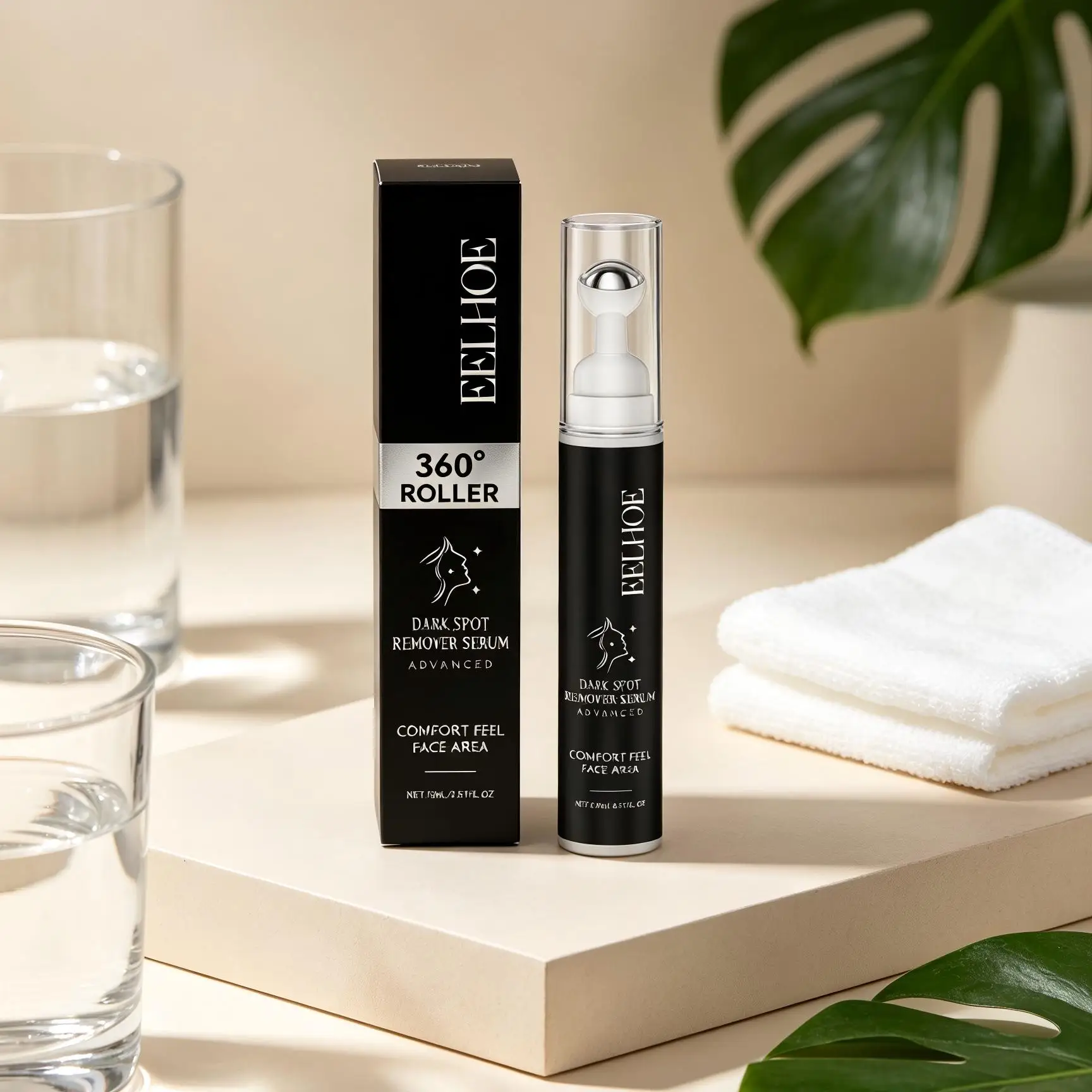 EELHOE Dark Spot Correcting Glow Serum Melanin Removal Improve Dullness 360° Roller Nicotinamide Vitamin C Brightening Serum