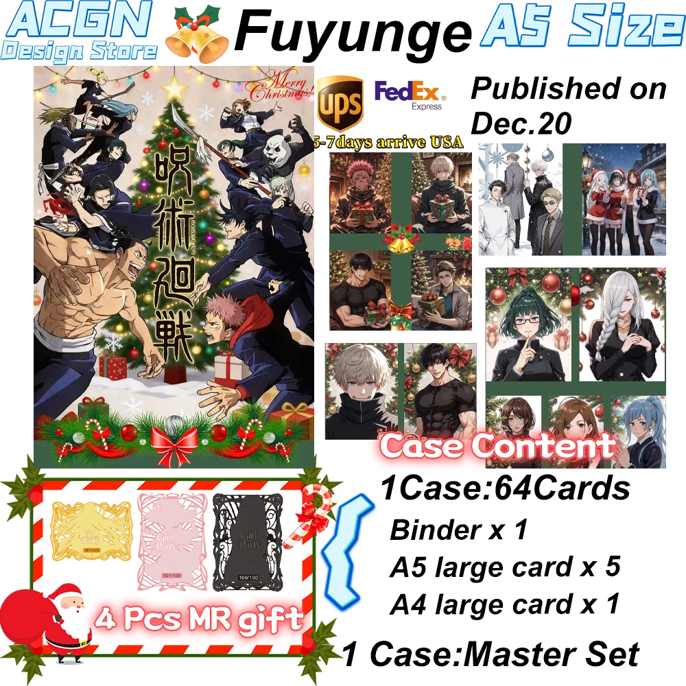 

Wholesale 2025 Newest Christmas limited Flash Card A5 Acrylic Color Paper Jujutsu Kaisen Collection Card ACG TCG CCG Cards