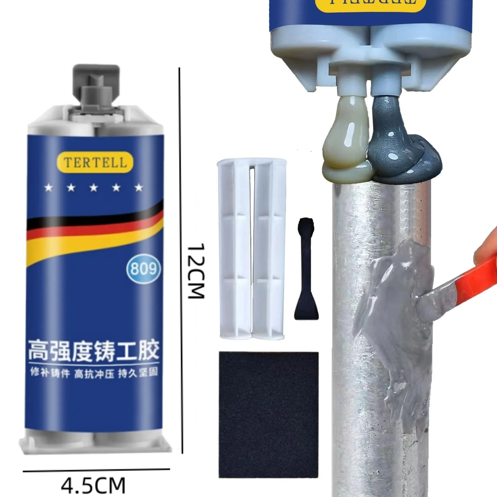50/100 ml Metaalreparatiepasta 2 In1 Industriële AB Casterlijm Hittebestendige kit Koudlassen Sterk defect Reparatiemiddellijm