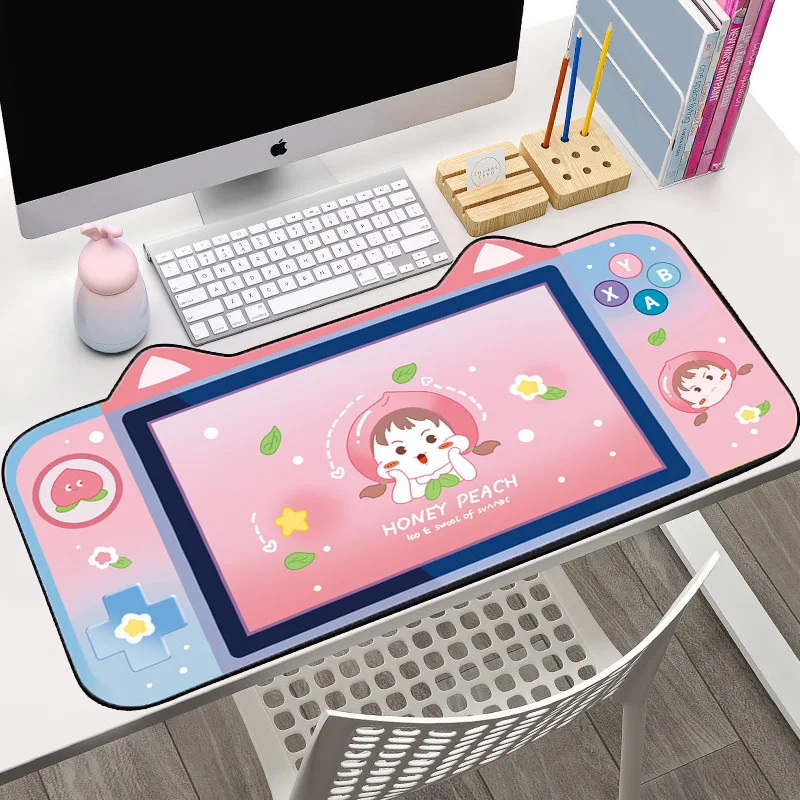 

Cat Ear Mousepad Cute Office Computer Desk Mat Table Keyboard Big Mouse Pad Laptop Cushion Desk Non-slip Gamer Custom Pattern