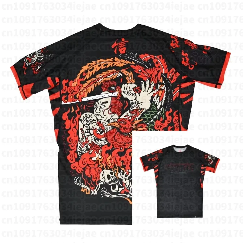 Men's MMA Japan Style Farewell Fire Breathable Athletic T-Shirt Summer Casual Training Fightwear Top Kids