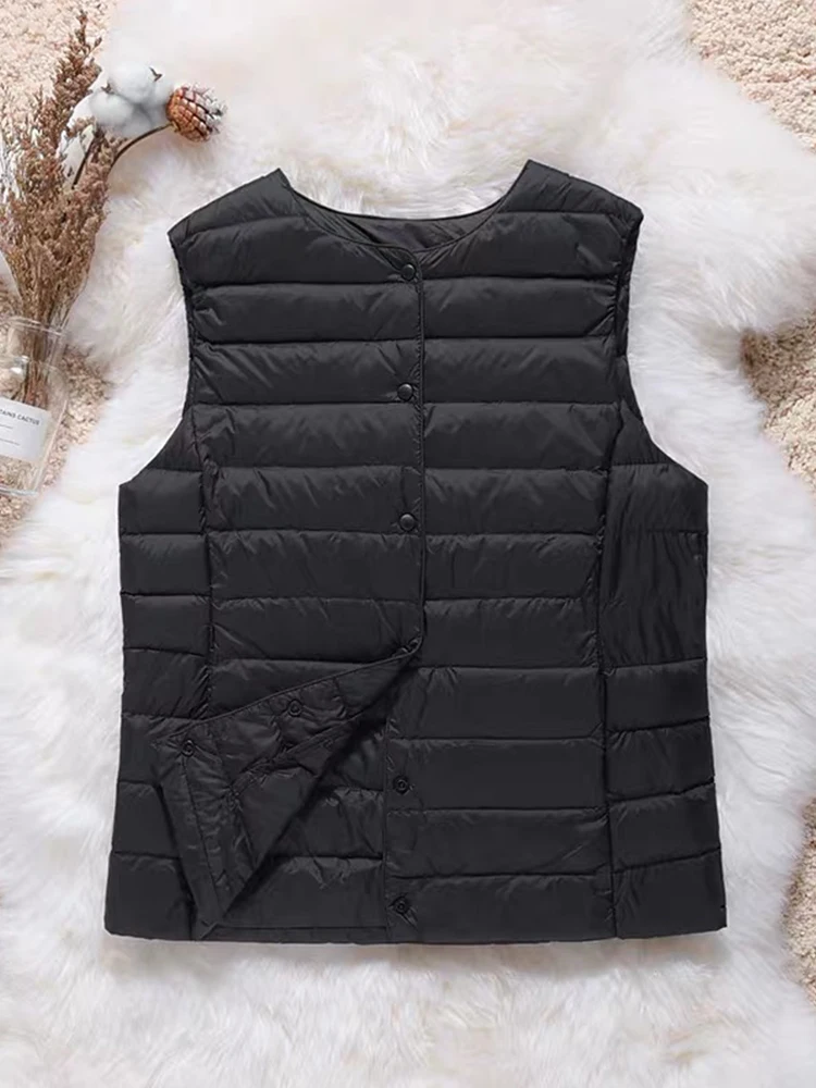 Fitaylor 2022 Spring Autumn Women Ultra Light White Duck Down Vest Casual Female Warm Slim Sleeveless Waistcoat Outwear Tops