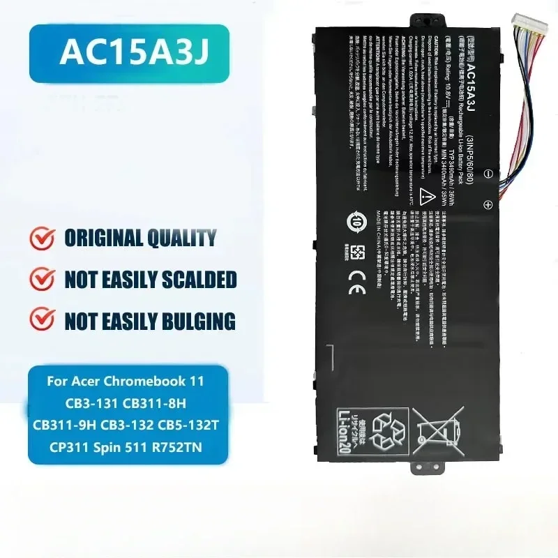 New 3490mAh AC15A3J Battery AC15A8J for Acer Chromebook11 CB3-131 CB311-8H CB311-9H CB3-132 CB5-132T CP311 Spin 511 R752TN