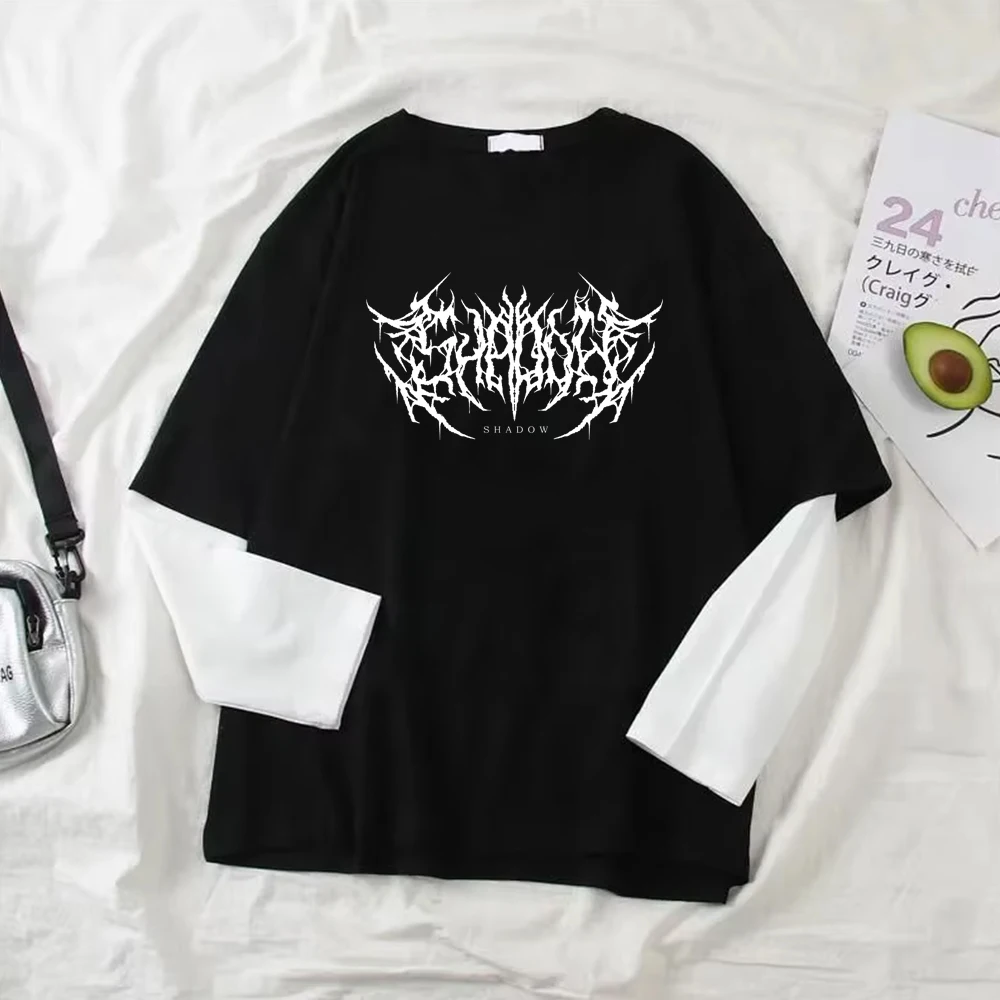 Mode Punk Dunklen Stil Gedruckt Rundhals T-shirt Y2K Sport Harajuku Dünne frauen Top Lange Ärmel T Shirt Outdoor lose Shirt – Detail 3