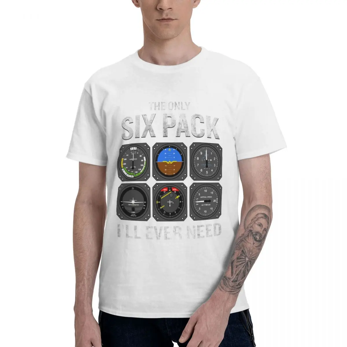 Fashion Pilot Quote Cockpit Airplane Flight Intruments T-Shirt 100% Cotton Crewneck Men T-Shirts Short Long Sleeve Casual Tees