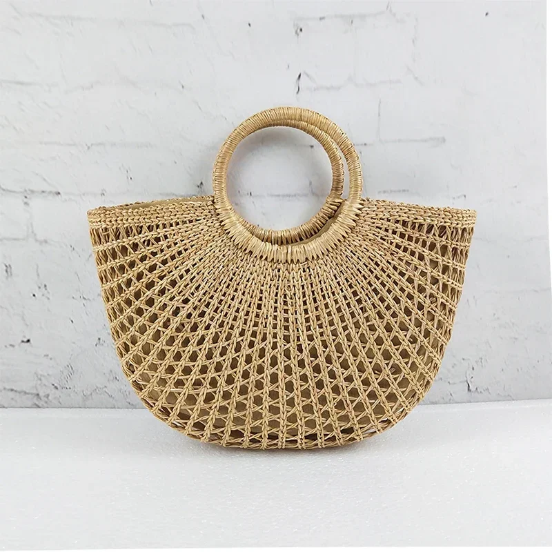 Luxury Hollow Designer Beach Shoulder Bag High Quality Brand Straw Handbag Women Summer Raffia Woven Travel Basket Tote Bags