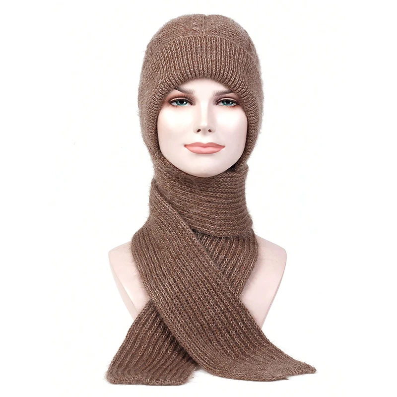 Winter Women Hats Ear Protection Warm Thick Knitted Hat Unisex Scarf Windproof beanies Cap Outdoor Riding and Snow Activities