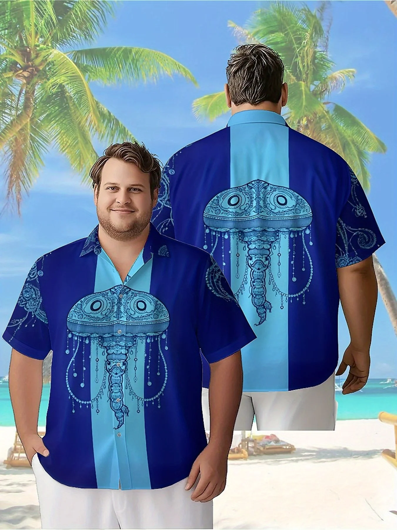 

Men's Plus Size Hawaiian Shirts Dream Jellyfish Prints Pattern, Unisex Aloha Shirts,New in Summer Tops Tee,streetwear