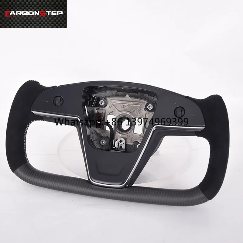 2022 Hot Sale Custom Led Smooth Leather Carbon Fiber Car Steering Wheel for Tesla