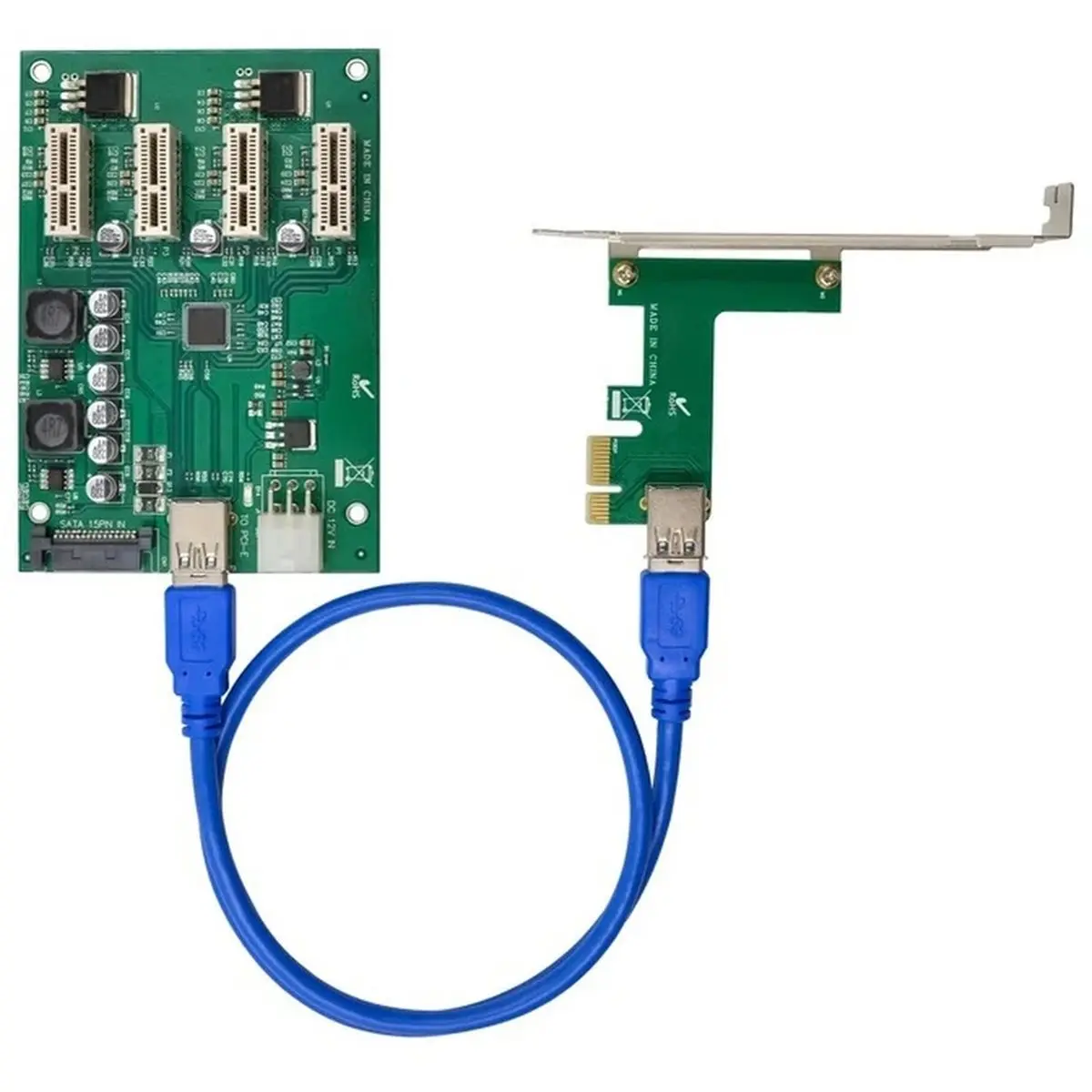 DT75BG PCIe 1 to 4 PCI Express 1X Slots Riser Card Mini ITX to External 4 PCI-E Slot Adapter PCIe Port Multiplier Card ASM1184e