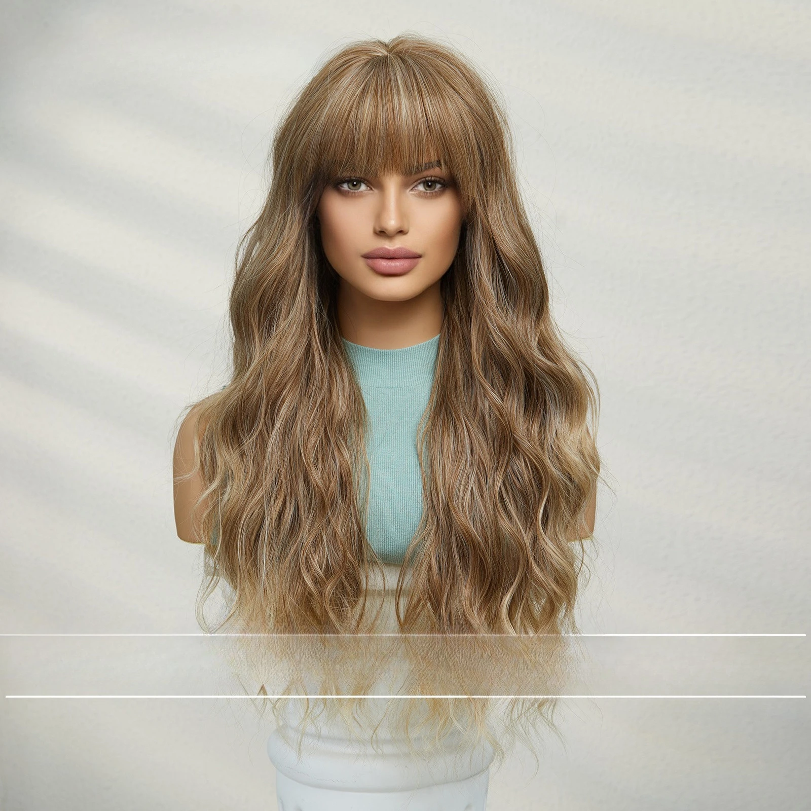 

New Fashion Vitality Qi Bangs Water Ripple Long Curly Wig Full Head Hairstyle