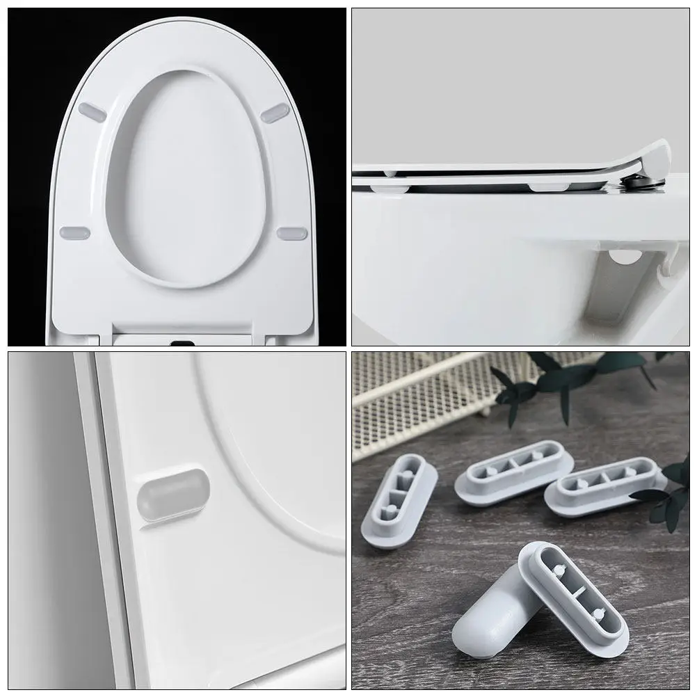 8Pcs Toilet Seat Bumpers Universal Anti-Slip Soft Rubber Pads Bathroom Seat Stoppers Replacement Kit Toilet Lid Spacer Buffers