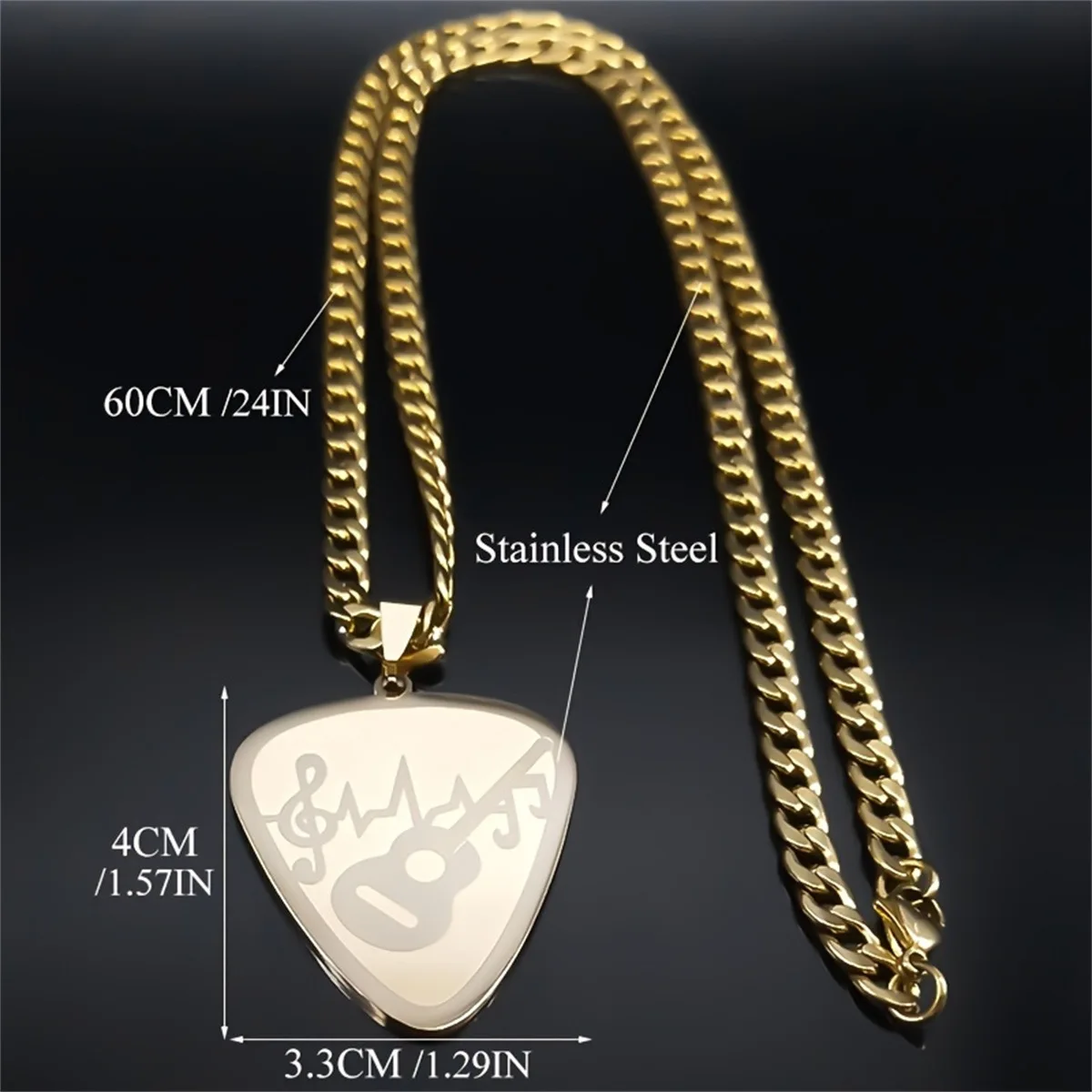 Stainless Steel Hip-hop Guitar Bass Note Pendants Free Engraved Track Code QR Code Logo Couple Music Seal Necklace Jewelry