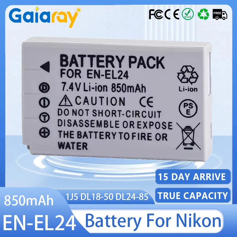 EN-EL24 Camera Battery 850mAH 7.4V Rechargeable Li-ion Battery for Nikon 1 J5 1J5 DL18-50 DL24-85 ENEL24 EN EL24 Digital Cameras