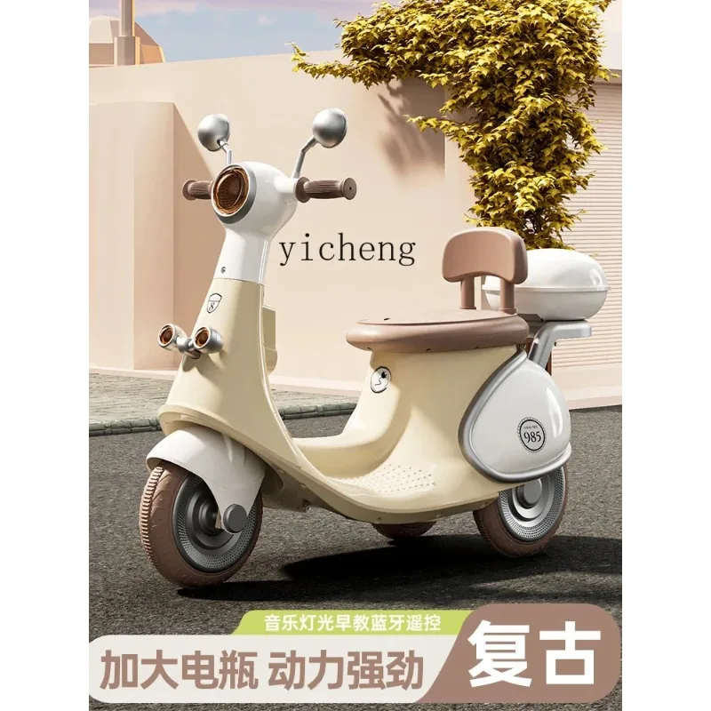 Children's Electric Motorcycle Toy Car Can Sit Baby Rechargeable Battery Double Drive TricycleR25