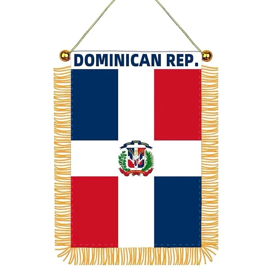 

aerxemrbrae 8*12cm Car Window Decoration Dominican Republic Hanging pennant Flags Dominican Mini Pennant