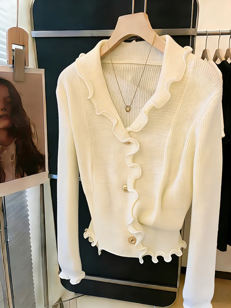 

V-Neck Knitted Open Cardigan Women's Early Spring New Style Self-Preserved Edition Advanced Sensation Slim Fit Sunscreen Top