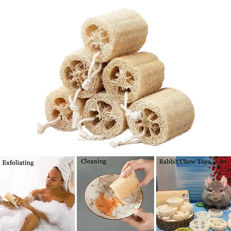 1/3pcs Bath Body Sponge Scrubber Natural Loofah Brushes Multipurpose Bathing Massage Pot Bowl Scrubber Kitchen Clean Tool