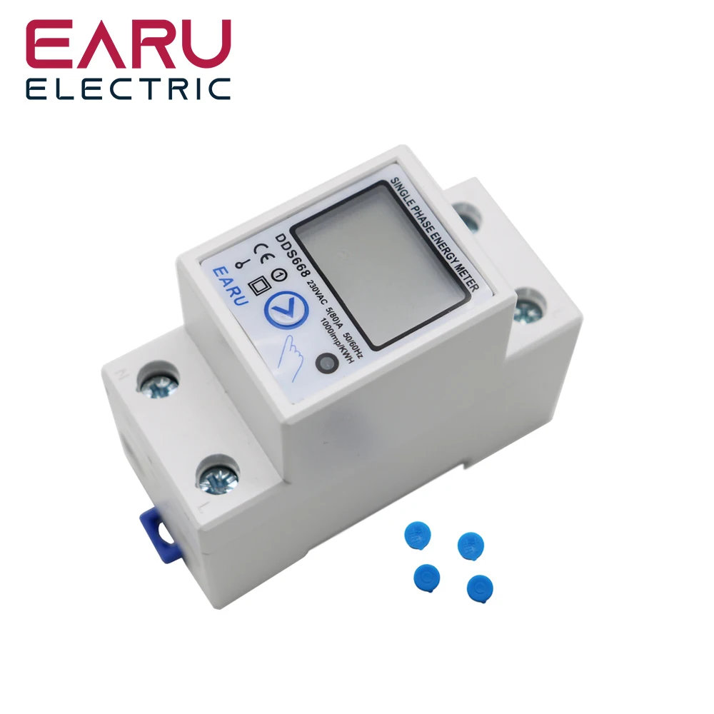 Din Rail Digital Single Phase Reset Zero Energy Meter kWh Voltage Current Power Consumption Meter Wattmeter Electricity 220V AC