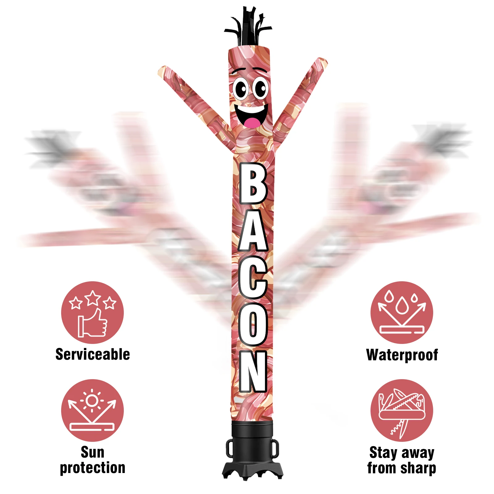 6/10/15/20FT Tall Inflatable Baconic Dancing Guy for Outdoor Decoration Advertising(Blower Not Included)