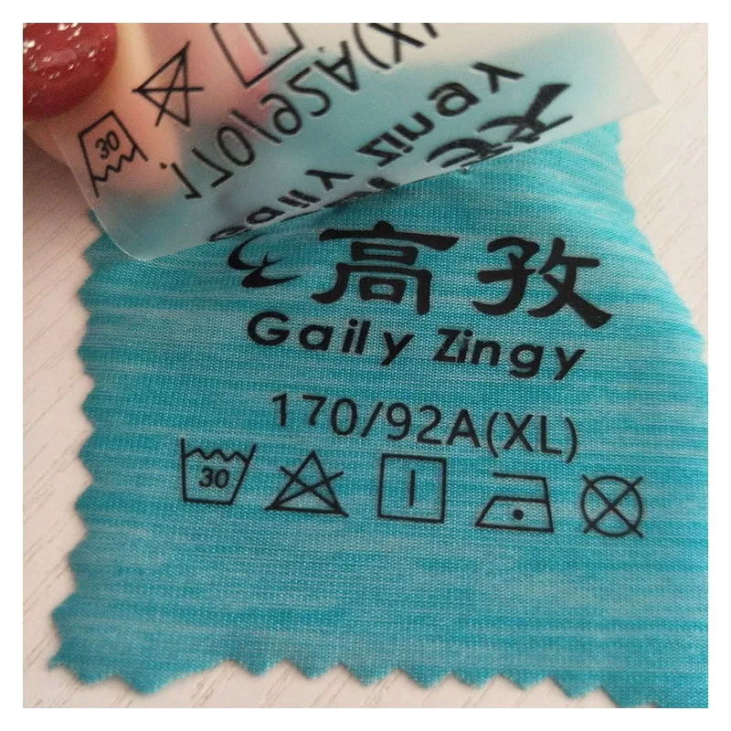 50pcs a lot Mixed Size LOGO printed Vinyl heat transfer Iron Collar Sticker cloth care washing labels Swimsuit tags