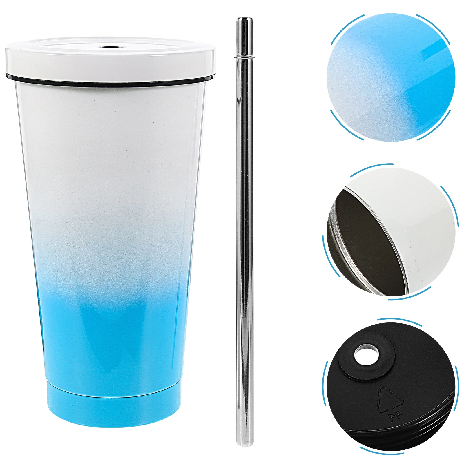 

Large Capacity Stainless Straw Tumbler With Lid Iced Coffee Cup Outdoor Water Bottle Kitchen Bar Accessories
