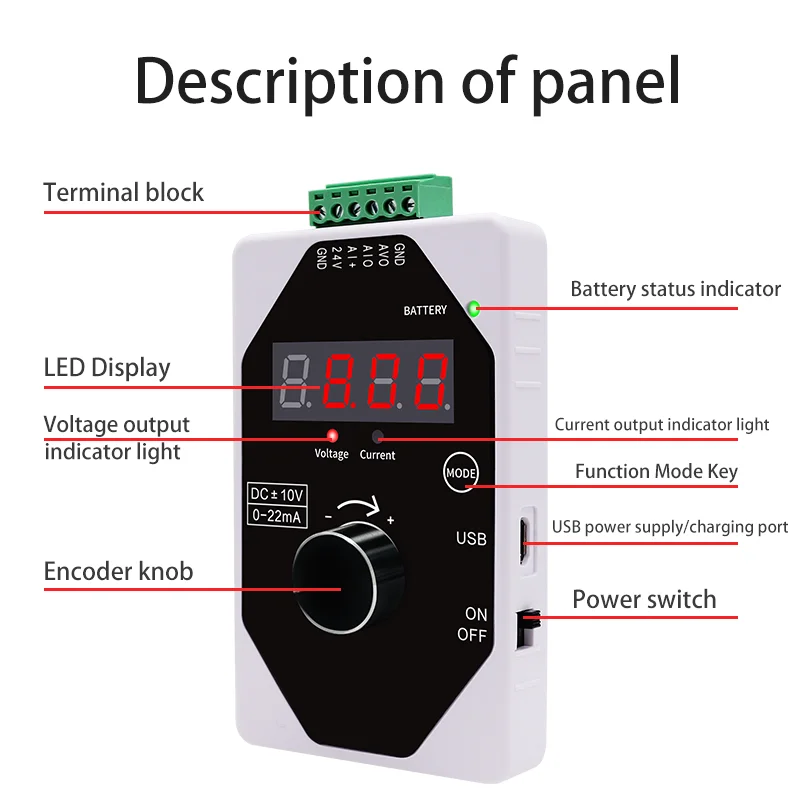 Professional PLC Debugging Signal Generator with Adjustable 0-22mA Current & ±10V Voltage Output
