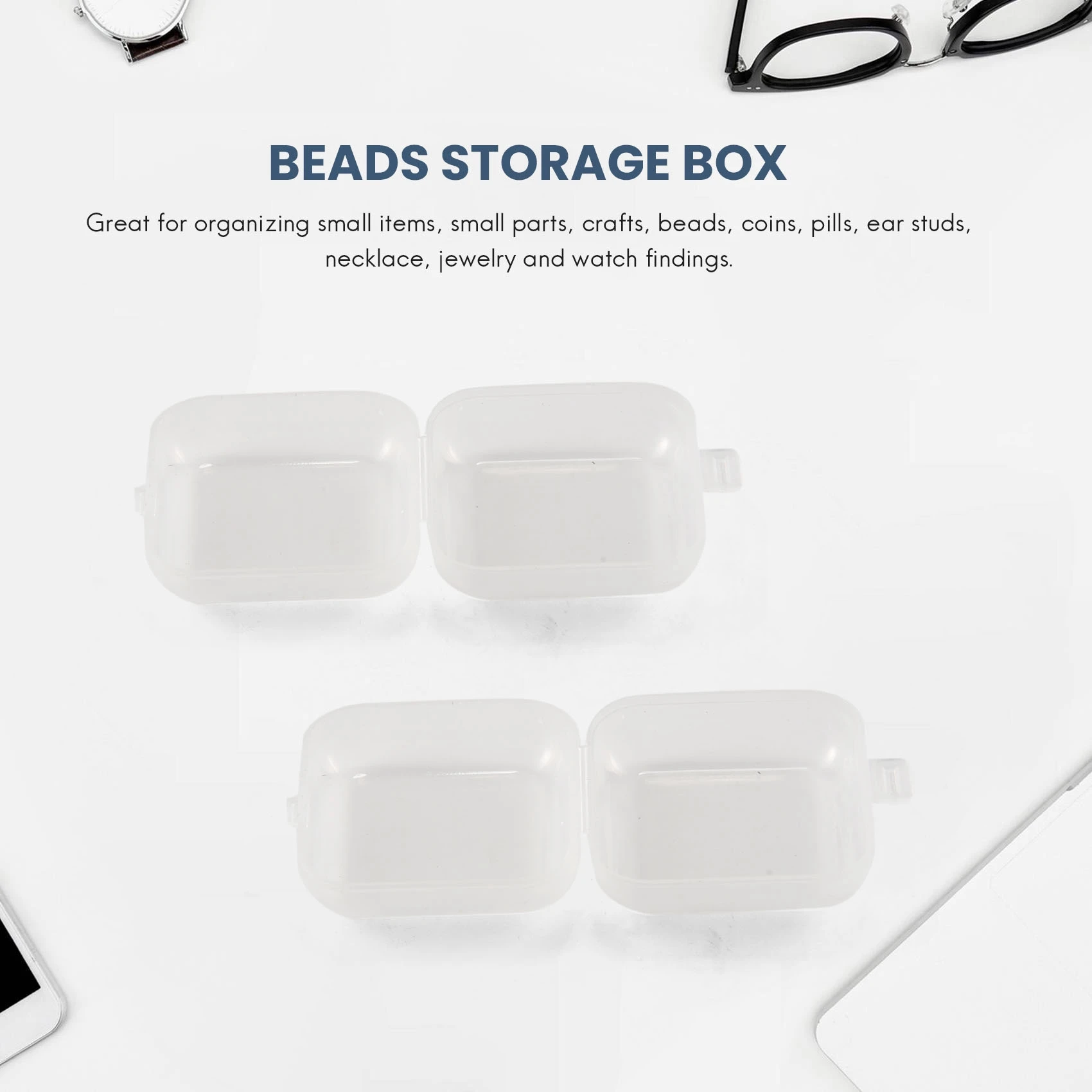 BAAG-24Pcs Small Clear Plastic Beads Storage Containers Box With Hinged Lid For Storage Of Small Items Crafts Hardware