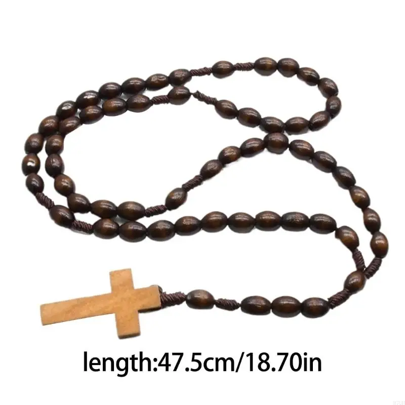 97QD Classical Religious Rosary Natural Beads with Crosses for Daily Wear
