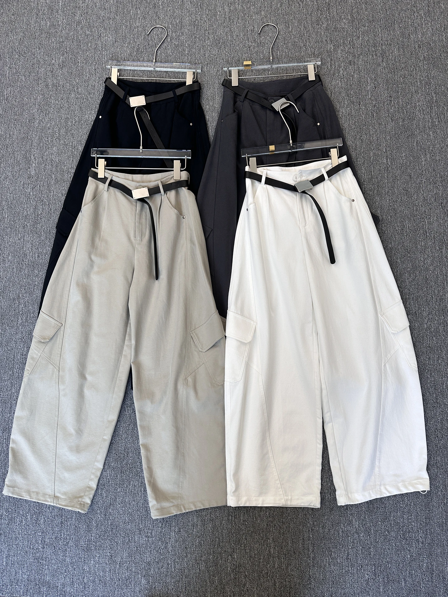 

Casual Wide Leg Pants Women's Loose Drawstring Big Pocket Slimming Long Trousers Lazy Style Elastic Waist Cargo Pants