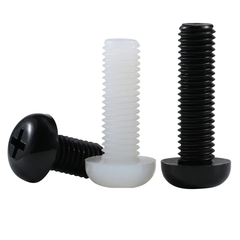2mm 2,5mm 3mm 4mm 5mm 6mm 8mm negro blanco Nylon Phillips cabeza plana perno aislado plástico Cruz cabeza redonda tornillos métricos