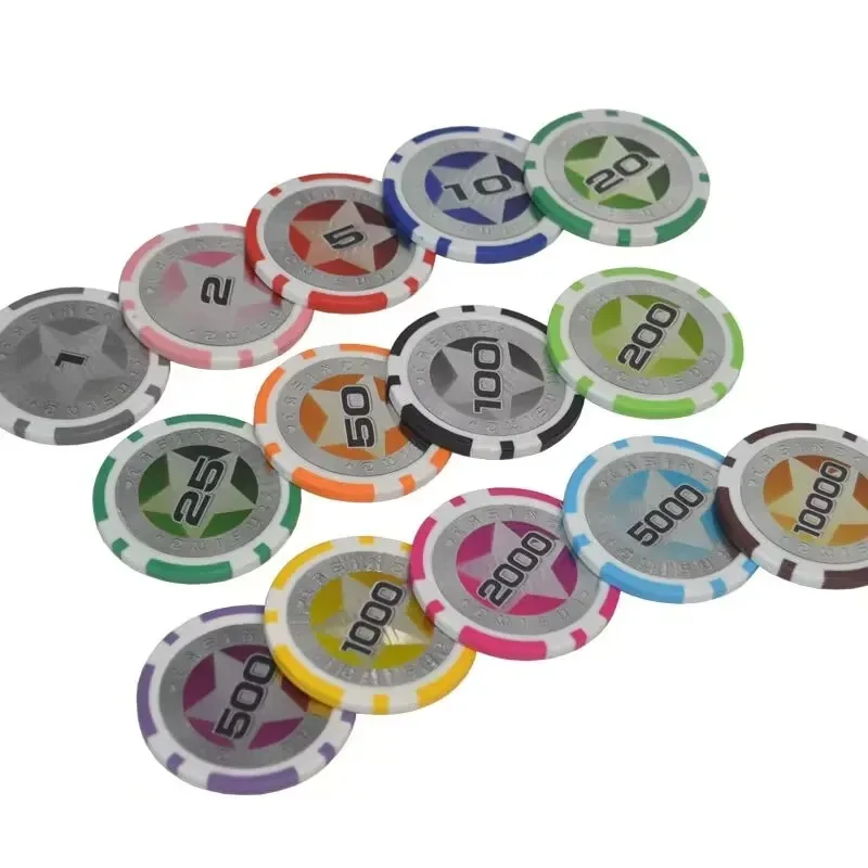 Texas poker chips pentagonal casino moedas high-end jogo de pôquer conjunto de chips baccarat profissional chips acessórios de entretenimento