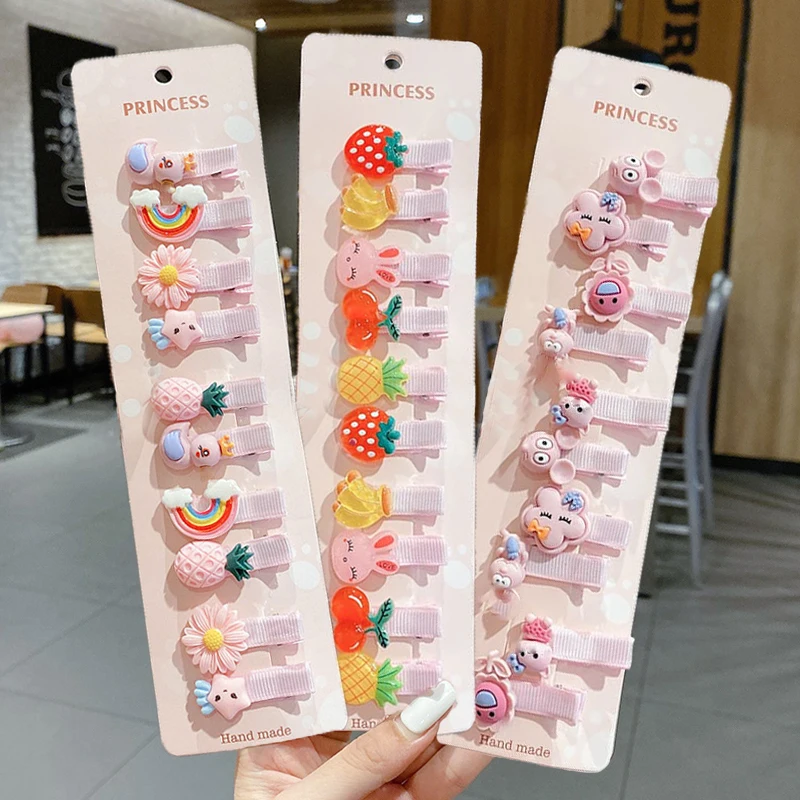 30Pcs/Lot Cartoon Cute Colorful Baby Girls Fruits Flower Hairpins Barrettes Sweet Children Clips Princess Hair Accessories
