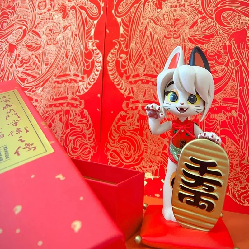 Anime Maidservant Cat Blind Box Toys Lucky Cat Creation Cat Bell Limited Ornament Kawaii Model Anime Figure Doll For Girls Gift