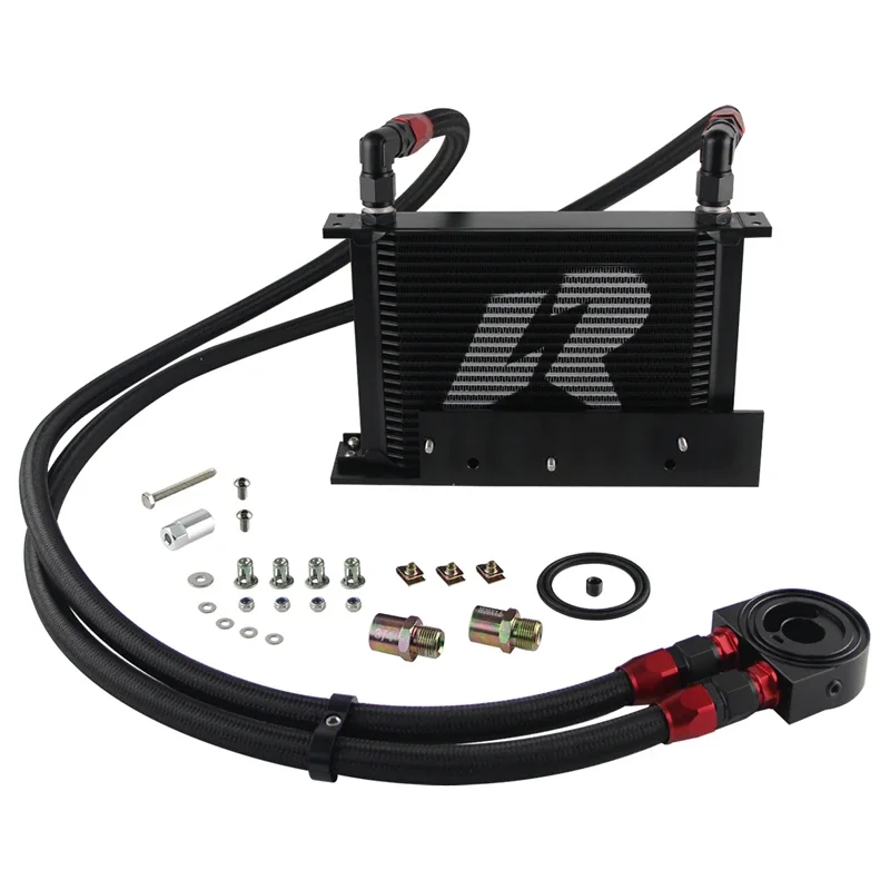 

AN10 25 Row Oil Cooler w/ Filter Adapter Bolt On Kit For Nissan Fairlady 350Z Z33 03-08 370Z Z34 09-17 Black