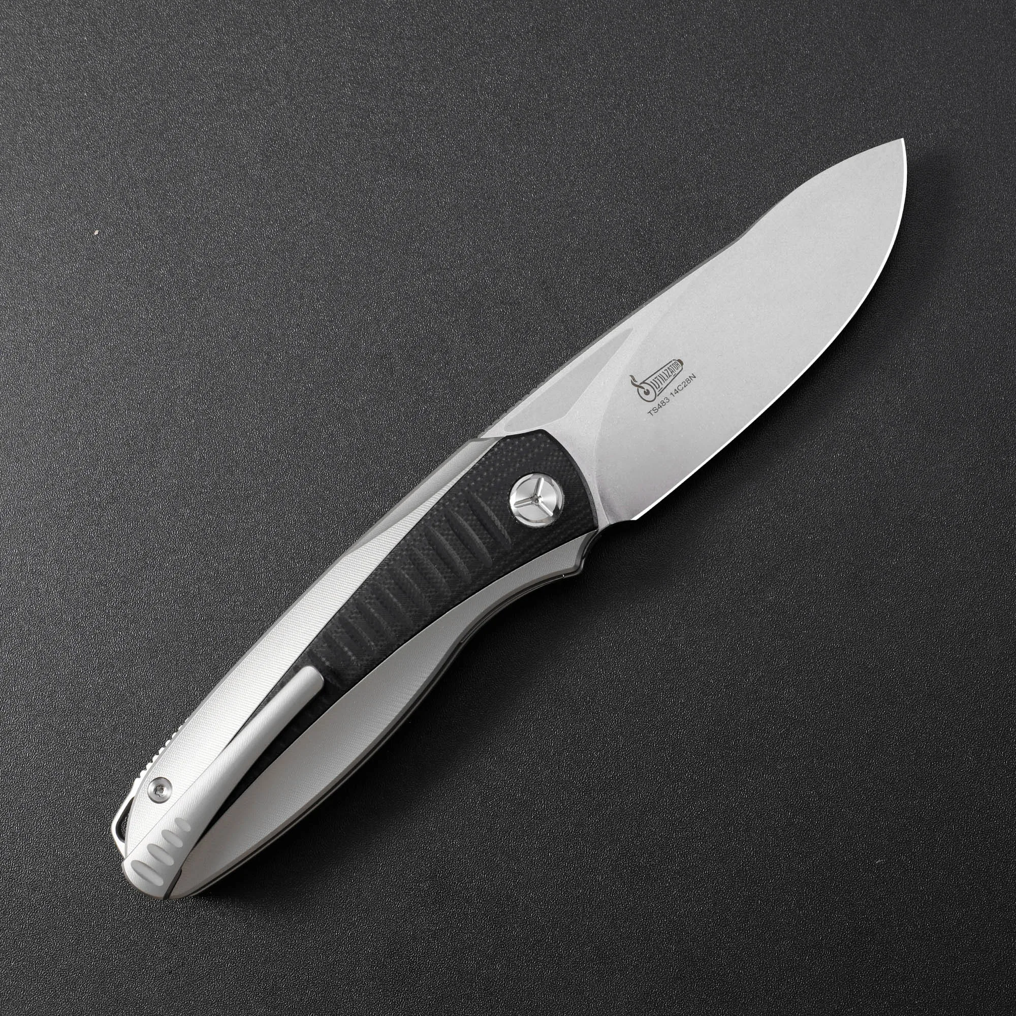 

Складной нож TWO SUN TS483 с лезвием из стали 14C28N, титановой рукоятью и керамическим шарикоподшипником для активного отдыха, кемпинга и охоты