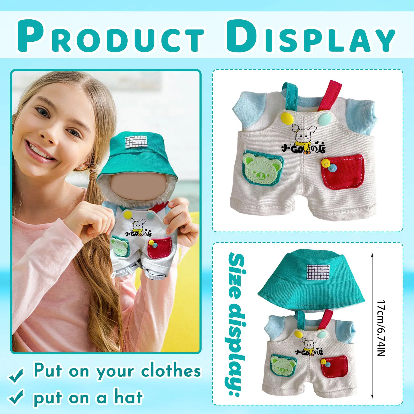 Mini ropa bonita para muñecas de peluche, solo atuendo, accesorios de ropa para muñecas Labubu de 17cm, suéter con capucha, ropa Diy, regalos para niños