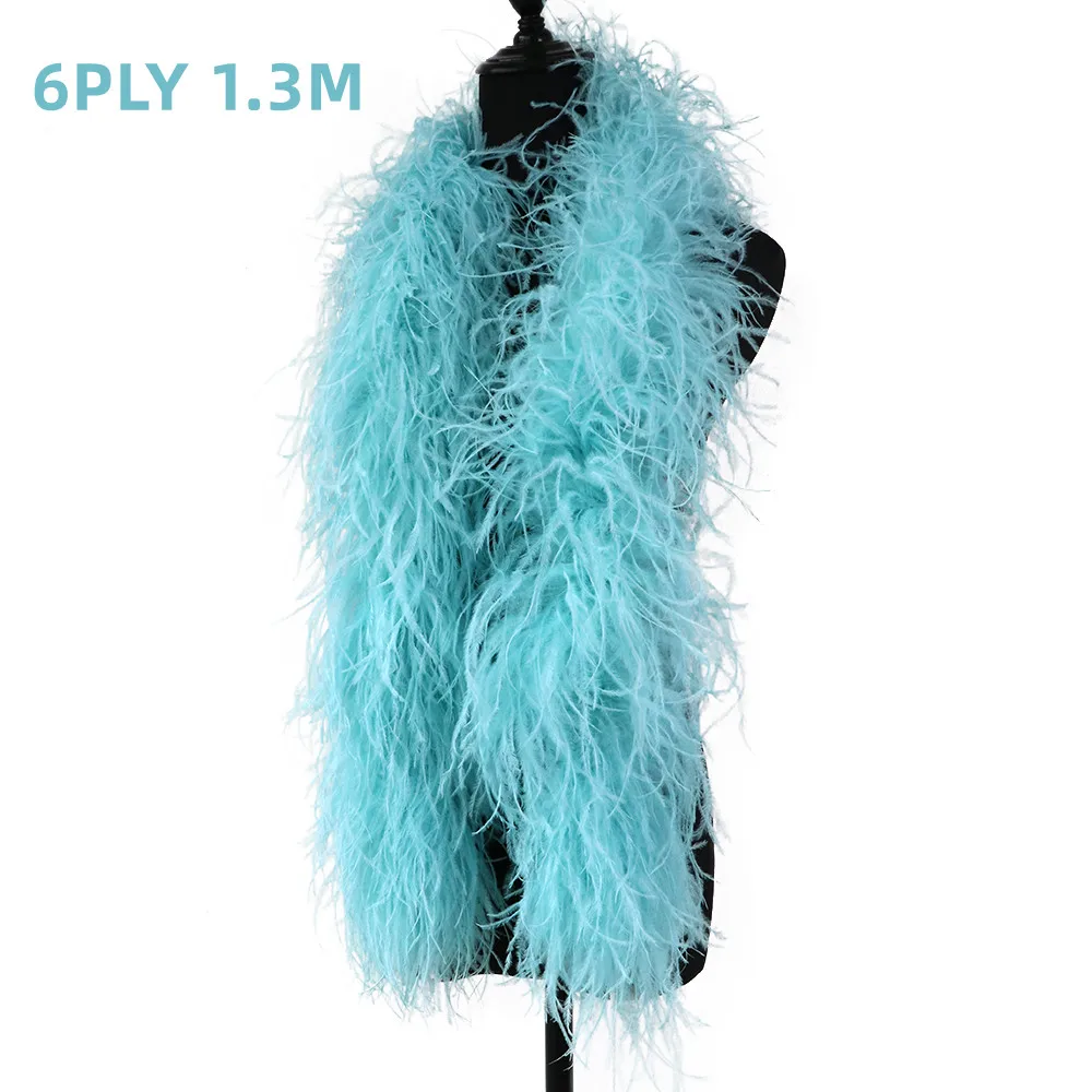 6Ply Fluffy Dyed Ostrich Feathers Boa Ribbon 1/1.3/2/3Meter Wedding Party Clothing Dress Shawl Decoration Sewing Crafts Plume