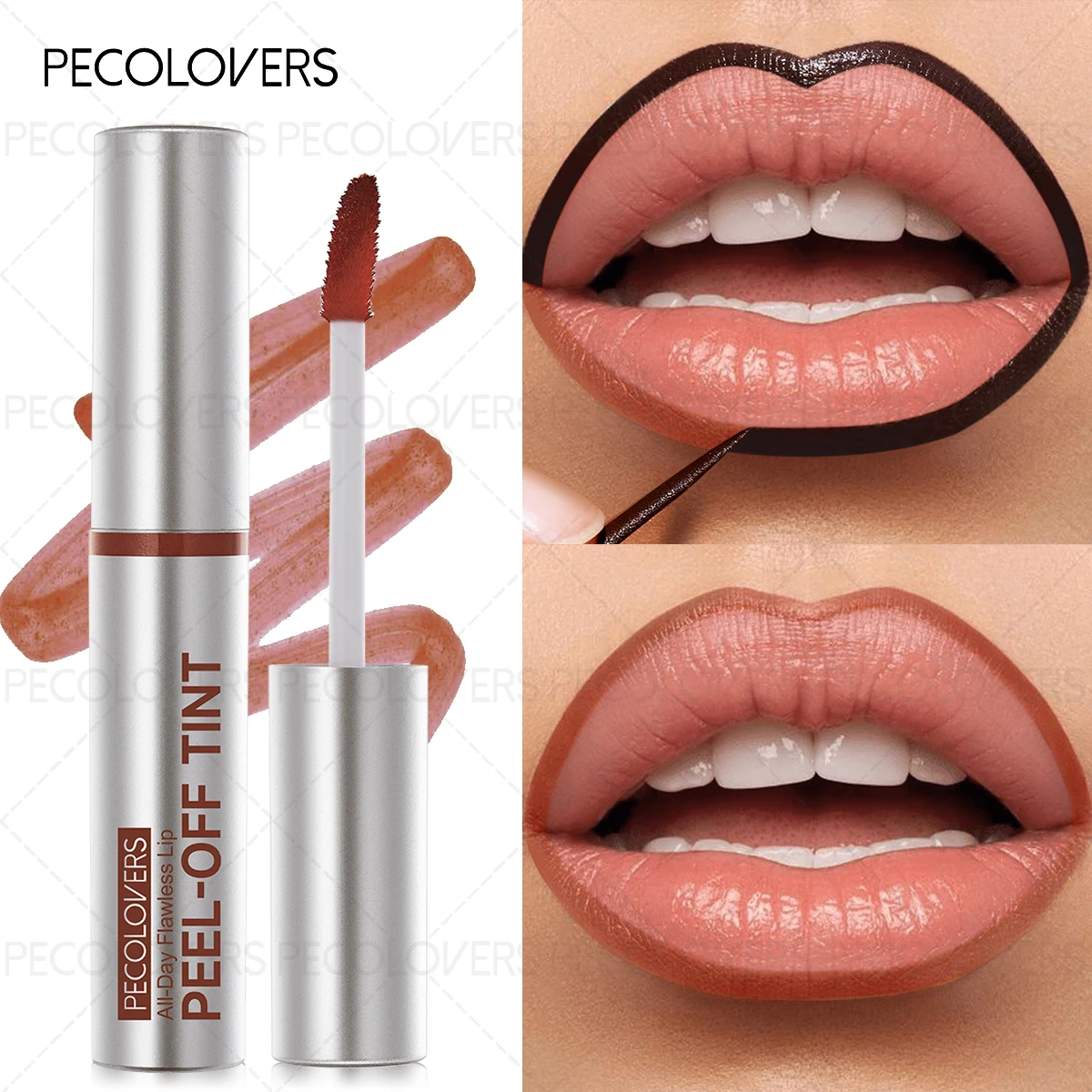 1 pc Waterproof Lip Liner Peel Off Tattoo Lipgloss Waterproof Long Lasting Matte Lip Tint Brown Contour Tear-off Lips Stain