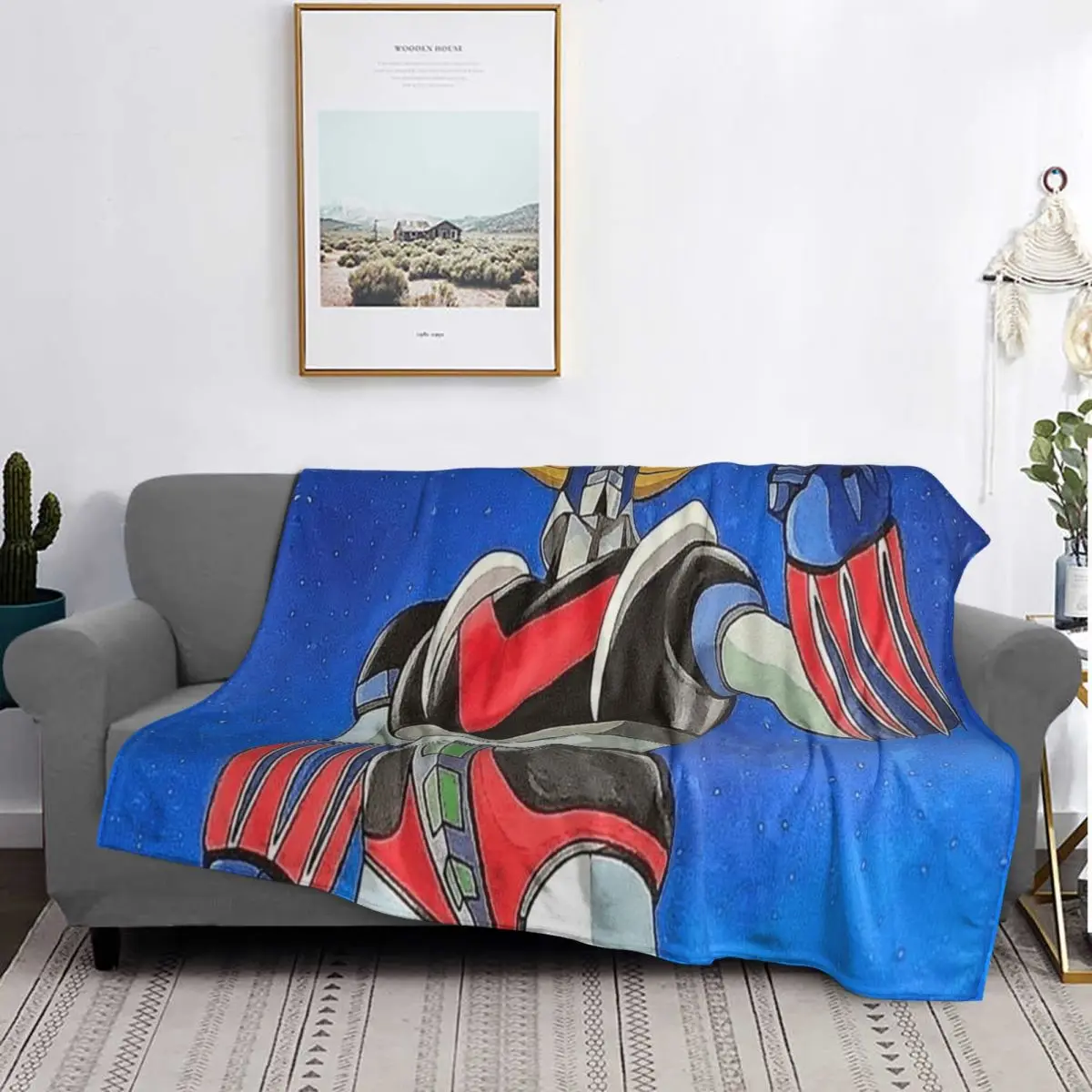 UFO Robot Goldorak Grendizer Anime Mechanical Warrior Blanket Soft Flannel Throw Blanket Bedding for Bed Living room Home Couch