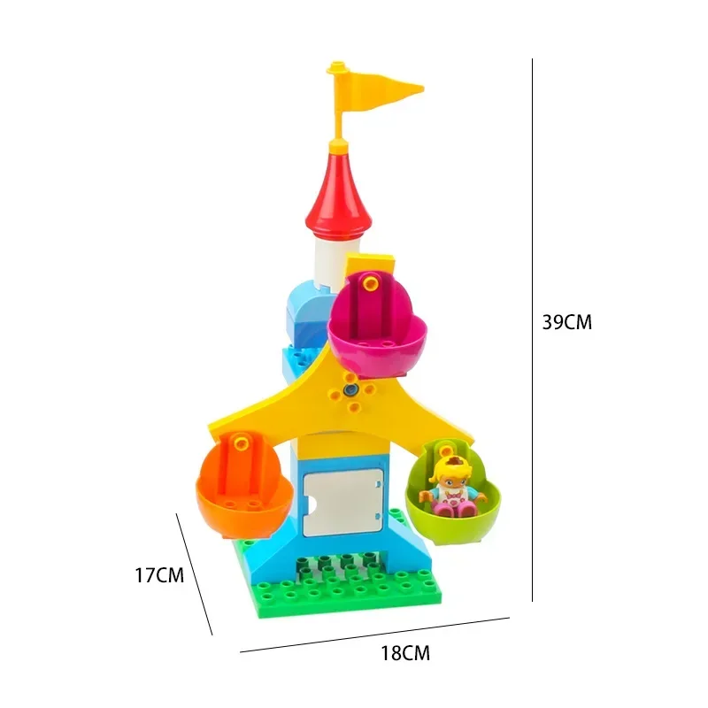 Grote Bouwsteen Draaiende Reuzenrad Bus Racewagen Marmeren Run Compatibel Duplo Educatief Creatief Speelgoed Kinderen Kids Cadeau - afbeelding 1
