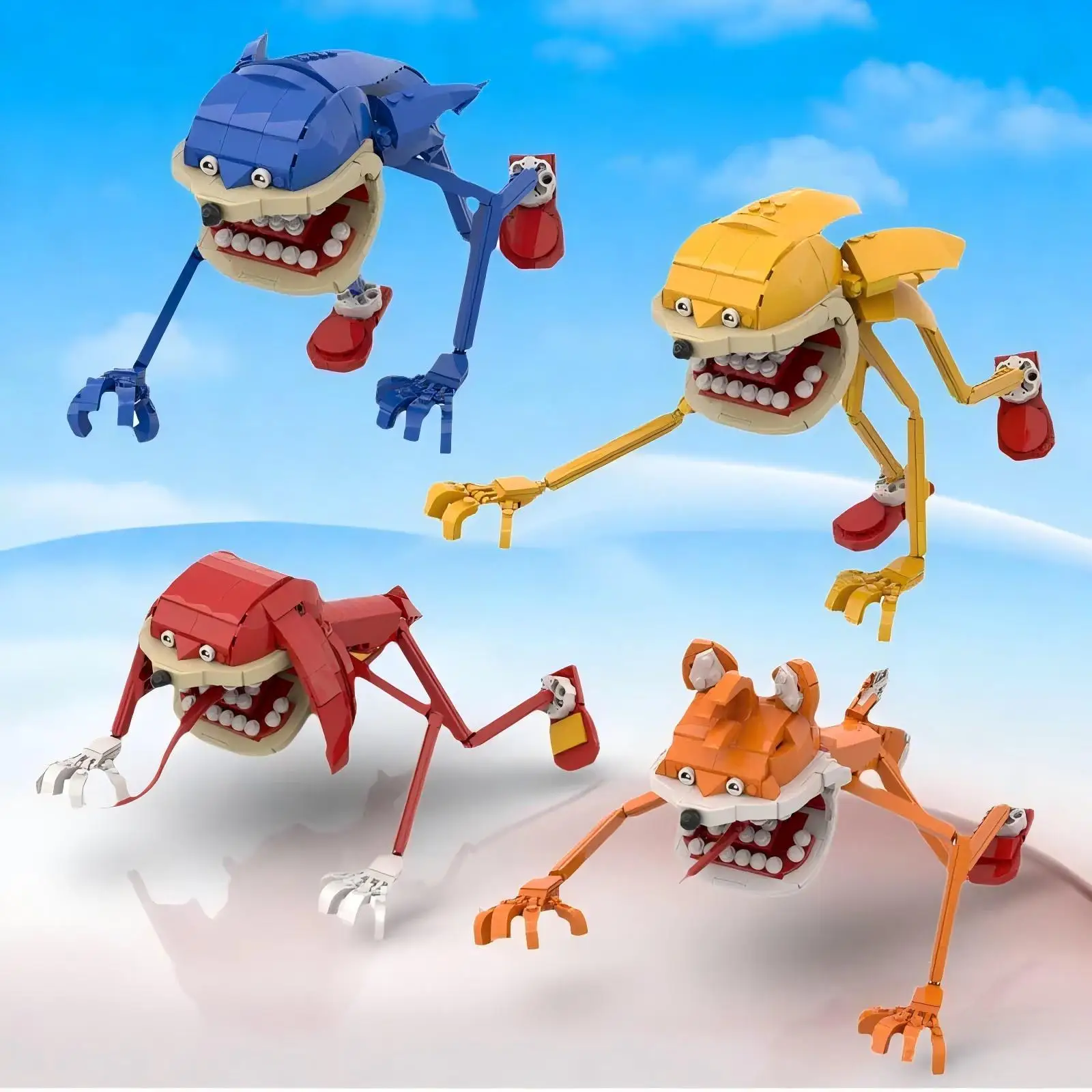 DIY Spiky‑Form Dystopian Fantasy Mutant Monster Building Blocks Set Weird Shadow‑Theme Creature Figure Cool Desktop Display Gift