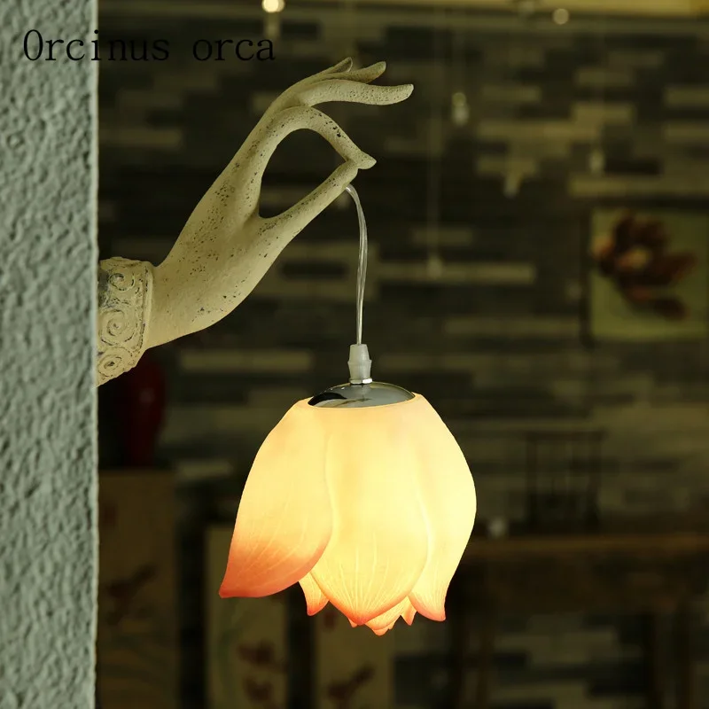 The modern new Chinese Zen lotus wall lamp dining  bedroom bedside wall lamp Art Corridor Hotel free shipping
