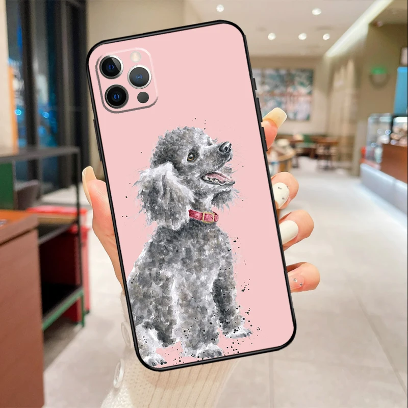 Poodle Dog Case For iPhone 16 15 14 Pro Max 13 12 Mini 11 Pro Max X XS XR Plus Soft Cover Funda