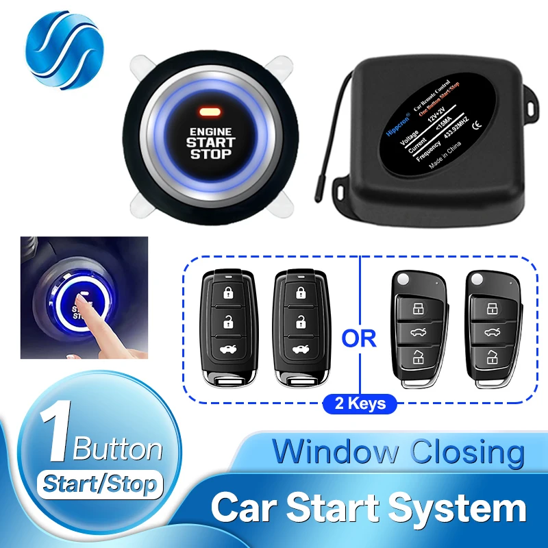Hippcron Car Central Door Lock Remote Control Keyless Entry Push Start System With Door Window Trunk Control Function Universal