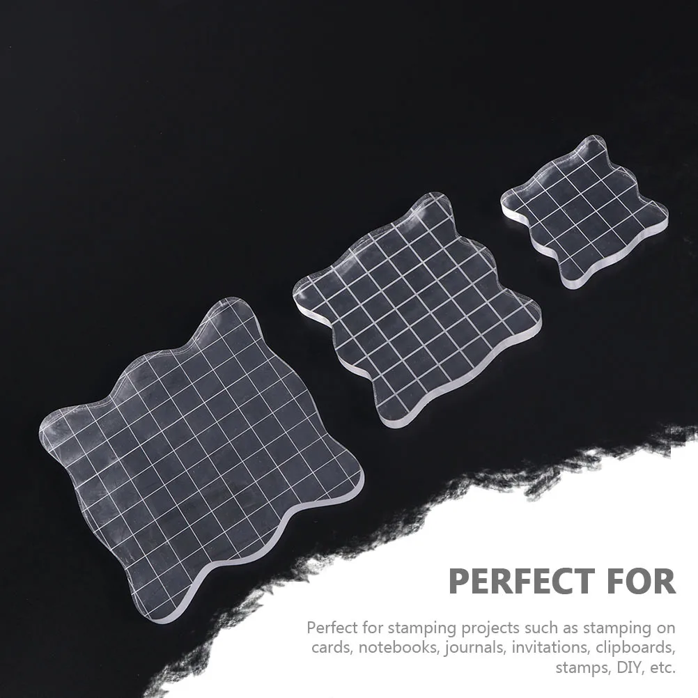 

2Pcs Acrylic Accessories Transparent Stamping Tool Plate Durable Handle Block For Cards DIY Acrylic Stamping Tool Storage