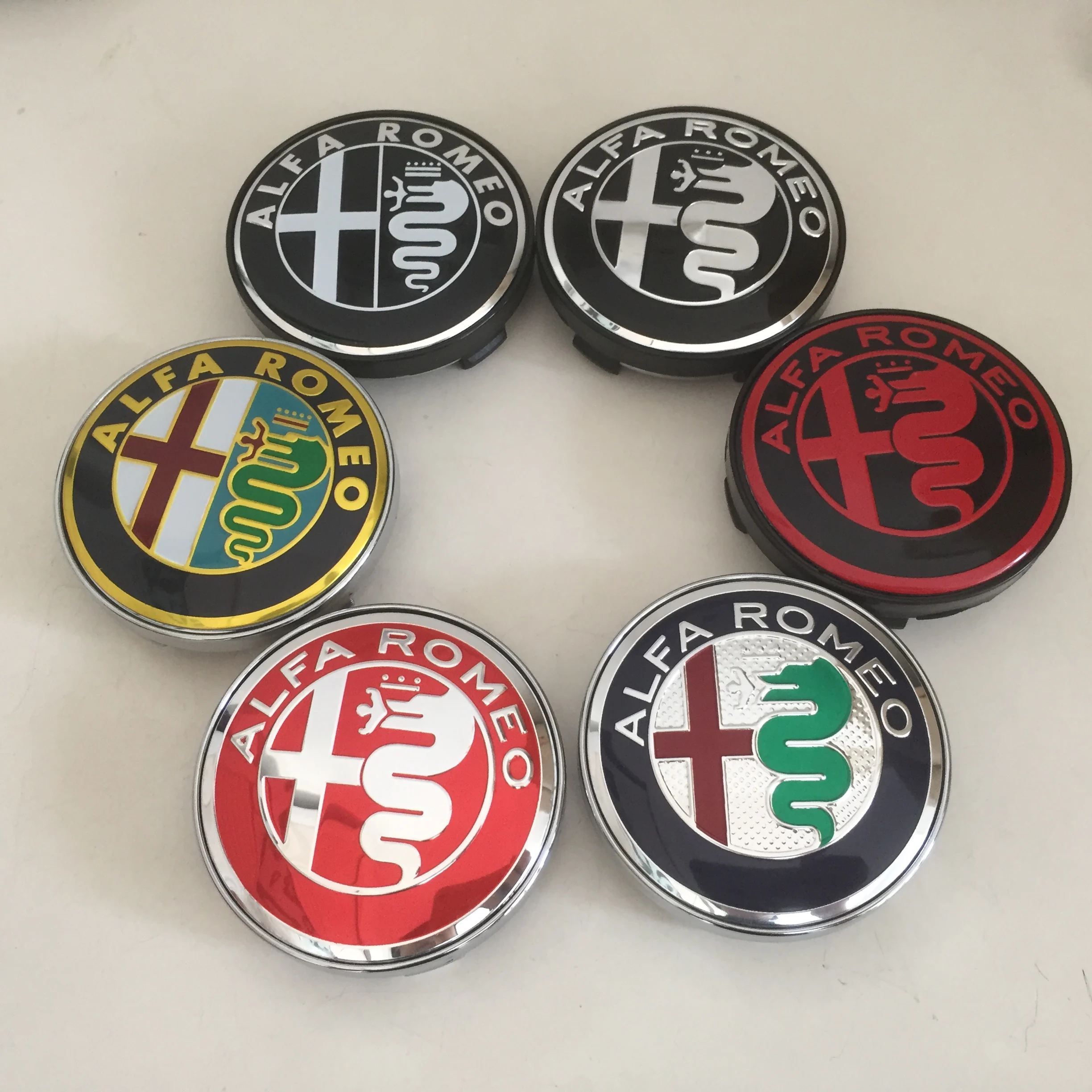 4pcs 56mm 60mm 68mm ForAlfa Romeo 147 156 159 Car emblem Wheel hub Center Cap Badge covers sticker Decals Styling accessories